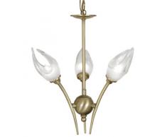 Oaks Lighting Nima Plafonnier en laiton ancien avec diffuseurs tulipe en verre opalin transparent Fixation avec chaîne ou directement au plafond