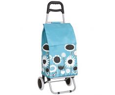 laroom Chariot de Courses, Fabric et Acier Inoxydable, Bleu