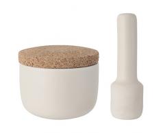 Berghoff 3950032 Leo Céramique Mortier et Pilon avec Couvercle en liège, Blanc, Petite, 2 pièces, 10 x 9 x 4 cm