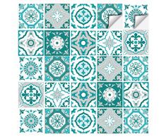 Wall Genie T1 Lot de 30 Autocollants en Vinyle pour carrelage Turquoise 150 x 150 mm