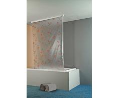 ECO-DuR 4024879006822 Rideau de Douche dÃ©roulant Ã Cassette Motif Papillon colorÃ© ArgentÃ© 134 cm