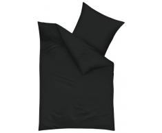 Kaeppel G-130006-40D3-VA97 Parure de lit en Satin Noir uni Taie doreiller 80 x 80 cm et Housse de Couette 155 x 220Â cm