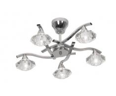 Oaks Lighting Quaid Plafonnier Ã suspension 5 lumiÃ¨res avec abat-jour en verre effet cristal Transparent