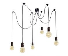 Tosel 21021 Lustre 6 Lumière, Acier, E27, 40 W, Pourpre, 80 x 180 cm