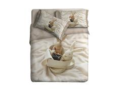 Ipersan 1 Personne Parure Housse de Couette imprimÃ© Bunnies in Love Couleur Beige 155x240cm
