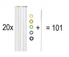 KOCH Paille en verre, droite, couleurs assorties, avec pinceau, PAQUET VALEUR (100)