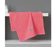 douceur dintérieur serviette de toilette 50x90 cm eponge brodee lamalima rose