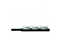LSA International Ensemble de Bols Longs et Pelle en chêne Blanc, Porcelaine, Hêtre Noir, Bowl Set & Black Beech Paddle L40cm