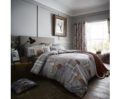 Catherine Lansfield Heritage Stags Parure Housse de Couette, 100% Coton, Gris, Simple, 160Â x 200Â x 1Â cm, 15Â unitÃ©s