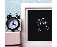 Swarovski Elements Verres à Champagne autocollants pour boîte de tablette mobile mallette pour ordinateur portable cadeau, toute surface lisse, bling brillant éclat mariage fête décoration Sticker Blanc 4.7 x 4 cm