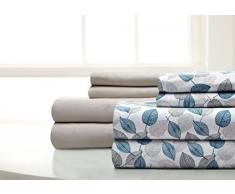 Haight Ashbury Lot de draps en Microfibre, Microfibre, Bleu Coral, Queen Size