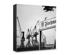 COGNOSCO HG-HH101 Tableau Mural en Bois avec Photo darchitecture Hambourg Noir/Blanc 15 x 15 cm