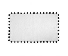 iDesign Pom Pom tapis de bain doux, sortie de douche rectangulaire en coton, blanc et noir