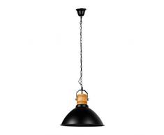 lum & Co lampe Suspension métal et Bois dôme, Noir