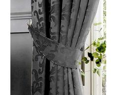 Curtina Paire de Rideau Embrasses, 100% Polyester, Charbon de Bois