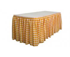La Lin Polyester Vichy Ã Carreaux Jupe de Table 4,3Â m, Polyester, White/Dark Yellow, 426.7 x 73.66 x 0.5 cm