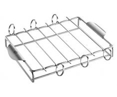 GEFU GE89249 Grill pour Légumes et Poulet avec Ãlément pour Brochette au Barbecue Acier Inoxydable Inox 37 x 25,2 x 14,6 cm