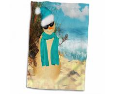 3dRose Sandy Marchand de Sable de Plage avec Vue sur locÃ©an Fun Domicile ou sur Un Bonhomme de Neige Serviette, Multicolore, 15Â x 55,9Â cm