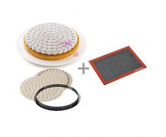 Silikomart 25.009.99.0082 AIR Mat + kit Tarte MERINGUé Set: Moule Tapis en Silicone + Anneau, Gris