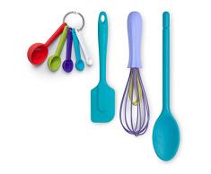 Zeal JSET41C Spatule, fouet, cuillère traditionnelle et cuillères à mesurer en silicone antiadhésif