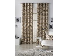 Girones Hexagon Safari et Shitake doublé Oeillets Rideau, Marron