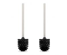 Relaxdays Brosse WC de Rechange, Set de 2, Brosse Toilettes tête Amovible Salle de Bain Toilettes, HxD:36 x 8 cm, Noir 10027708