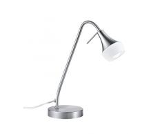 TRIO, Lampe de table, Trumpet 1xE14, max.28,0 W Verre, Blanc, Corps: metal, Nickel mat L:13,0cm, H:40,5cm, P:34,0cm IP20,Interrupteur de cordon,Flexible