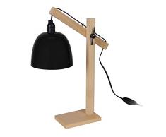 Tosel 90309 Lampe Bureau 1 Lumière, Bois/, E14, 40 W, Noir, 27 x 50 cm