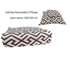 ForenTex Jacquard Couvre-lit réversible avec Deux taies doreiller en Fil teinté 40% polypropylène, pour lit de 150/160 cm, 240 x 270 + 2/40 x 45 cm 3