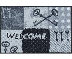 Wash+Dry 068570 Welcome Keys Tapis Nylon/Caoutchouc Nitrile Gris 50 x 75 cm