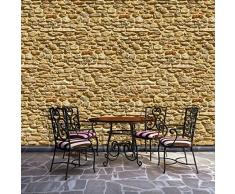 DELESTER DESIGN 1929P8 Papier Peint Murale Compose en 4 Panneaux Roches Pierres Briques Beige 368 x 254 cm