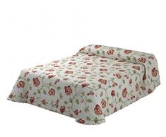 Viantala Therese 100 boutà Couvre-lit Lit 150, Coton, Rouge et Blanc.