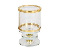 EUROCINSA RÃ©f. 19152 Photophore en Verre avec dÃ©tails mÃ©talliques de Couleur Or Ã 6,3 x 11,6 cm. 4pcs MÃ©tal DorÃ© Taille Unique