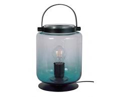 Tosel 64450 Photophore Grand, TÃ´le Acier/Peinture Ãpoxy/Verre SoufflÃ©, Noir/PÃ©trole, 190 x 300 mm