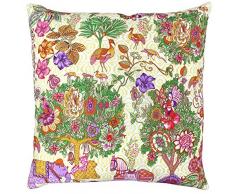 Paoletti Riva Jaipur Coussin Garni en Polyester CrÃ¨me dÃ©corative Indienne Tissu Luxueux Fermeture Ãclair CachÃ©e Bordure en Coton et Soie 50 x 50 cm Multicolore