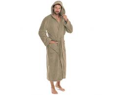 CelinaTex Florida Peignoir De Bain, Capuche, De Couleur Unie, Longue, Poches Appliquées, Femme, Homme, Unisexe, Microfibre, Laine Polaire de Corail S Taupe