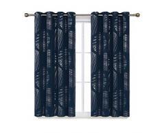 Deconovo Occultant Rideaux Decorative Argente Motif Rideaux Oeillet Motif RÃ©duction du Bruit Rideaux pour Chambre 2 Pcs