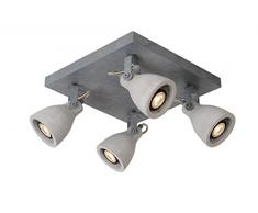 Lucide CONCRI-LED - Spot Plafond - Ã 9 cm - LED Dim. - GU10 - 4x5W 3000K - Gris