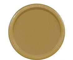 amscan Assiettes à Dessert jetables Rondes pour fêtes 7 Or