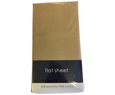 Rapport Facile dentretien Infroissable Drap Plat, Coton Polyester, Naturel, Unique