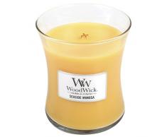 WoodWick bougie parfumée moyenne en jarre avec mèche qui crépite, Mimosa en bord de mer, Temps de combustion jusquà 60 heures