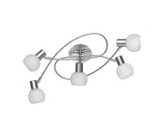 Reality, Plafonnier, Antibes 5xE14, max.28,0 W Verre, Albâtre, Corps: metal, Nickel mat L:52,0cm, L:25,0cm, H:23,0cm IP20