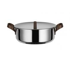 Alessi PU102/24 Cocotte basse avec 2 poignées, Acier inoxydable, Acier, marron, Ø 28