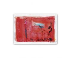 CUADRIMAN Abstrait Tableau lumiÃ¨re, Bois, Rouge, 60Â x 40Â cm