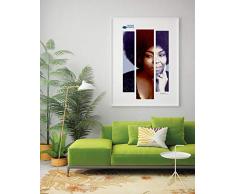 CUADRIMAN Design Tableau Roberta Flack, Bois, Noir et Ocre, 62Â x 42Â cm