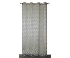 HomeMaison Origami Voilage Jacquard Imprimé, Polyester, Gris, 240x140 cm