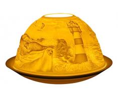 Him DL0048 Phare (Lighthouse) -photophore en Porcelaine, Blanc CassÃ©, 12x12x8 cm