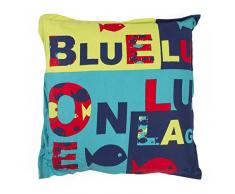 Thedecofactory 443126 Coussin, Coton, Bleu, 40 x 40 x 3 cm