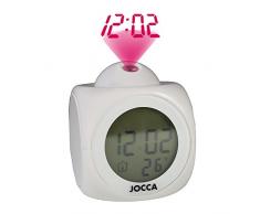 Jocca 1197 Horloge rÃ©veil avec Projection de lheure, Blanc, 8 x 7,5 x 9,5 cm