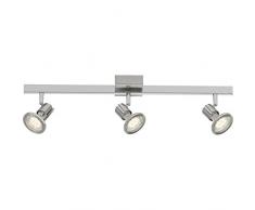 Brilliant AG G36230/77 Plafonnier LED Ã 3 lumiÃ¨res, MÃ©tal, GU10, 4 W, Acier/Chrome, 60 x 12.5 x 0 cm